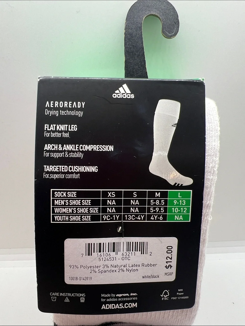 adidas White & Black Men’s Soccer Over-the-Calf Compression Socks